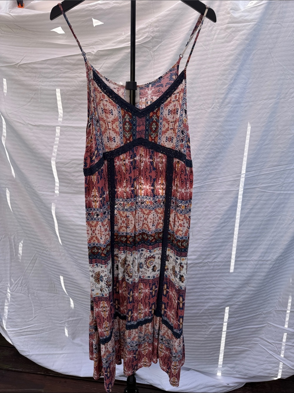 Knox Rose Rust and Navy Patterned Maxi Dress